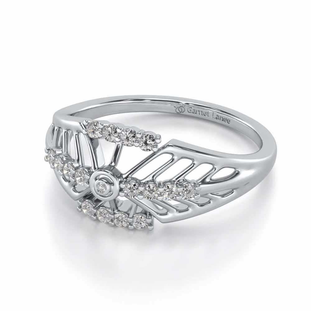 Sun Lattice Silver Ring - White Gold - Image 2