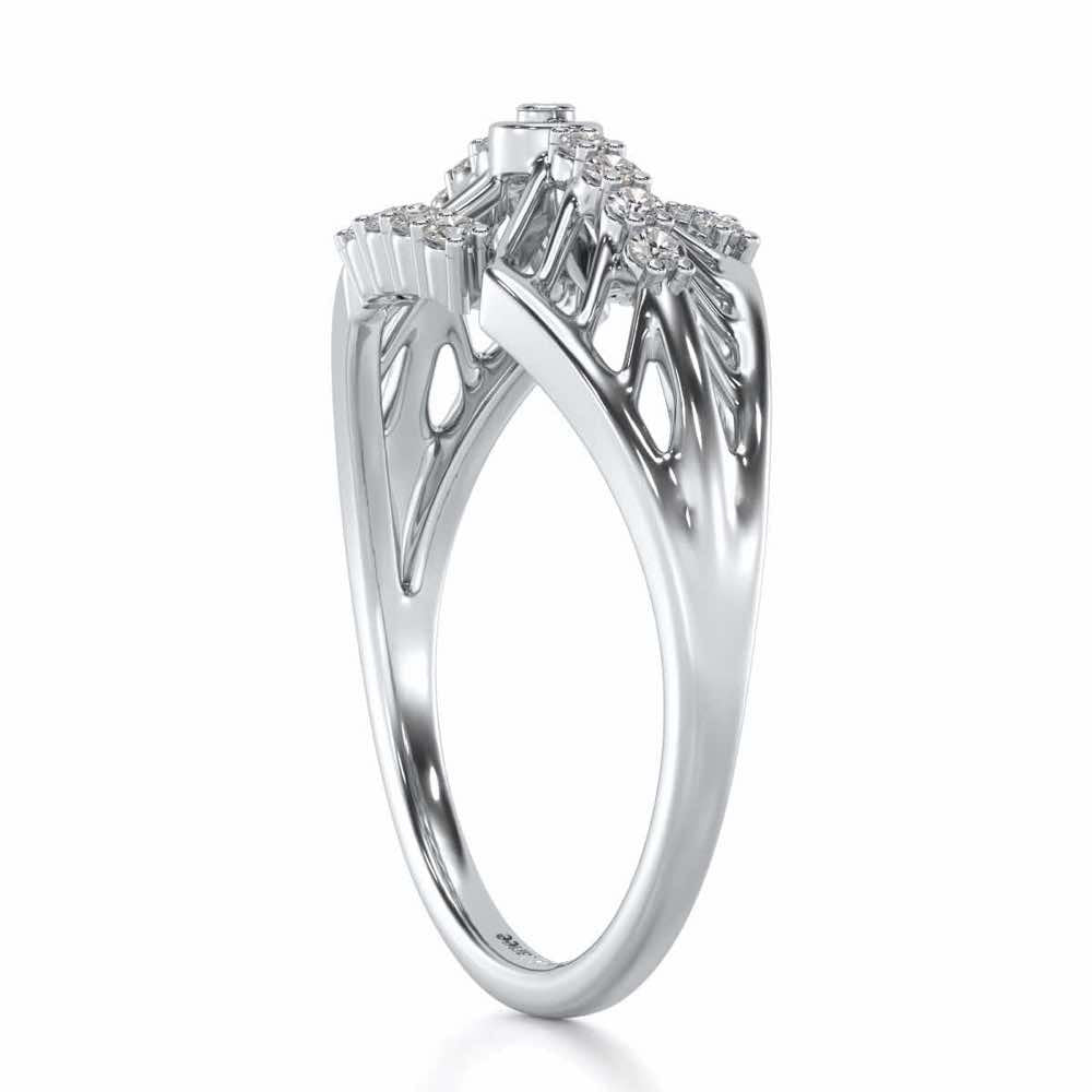 Sun Lattice Silver Ring - White Gold - Image 3