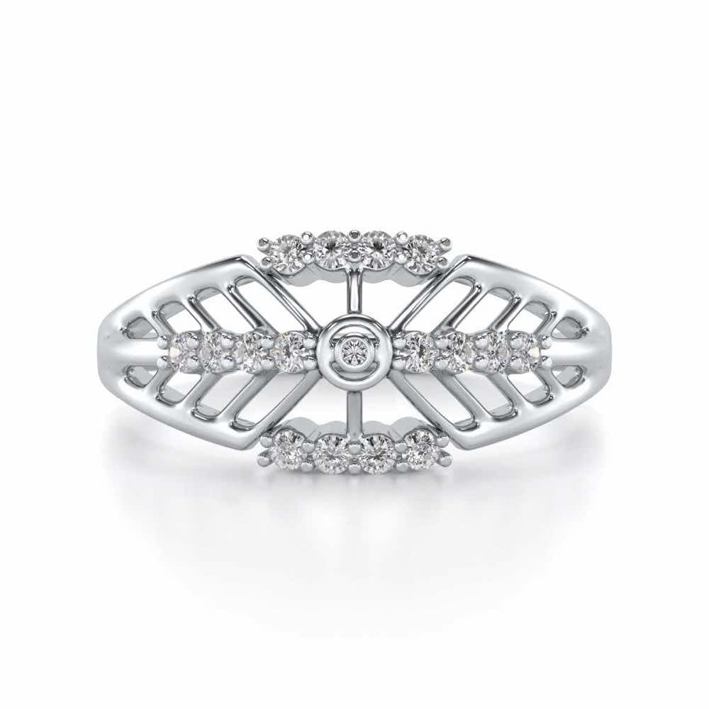 Sun Lattice Silver Ring - White Gold - Image 4
