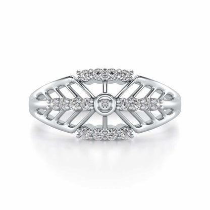 Sun Lattice Silver Ring - White Gold - Image 4