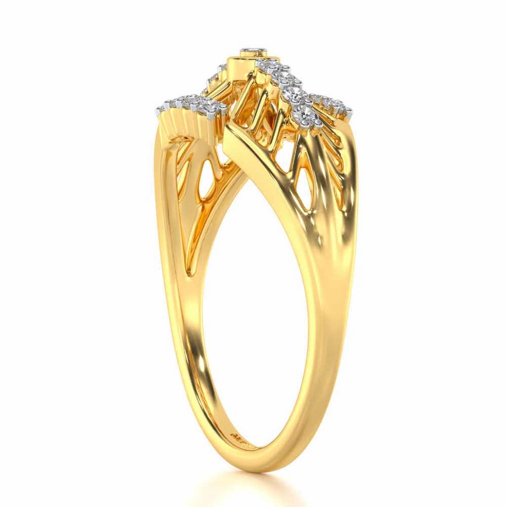 Sun Lattice Silver Ring - Yellow Gold - Image 3