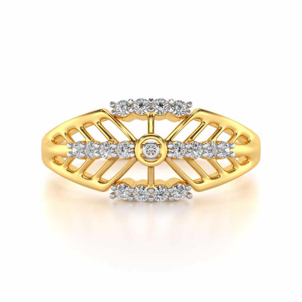 Sun Lattice Silver Ring - Yellow Gold - Image 4