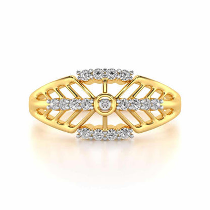 Sun Lattice Silver Ring - Yellow Gold - Image 4
