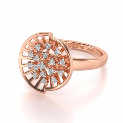 Sun Rays Silver Ring - Rose Gold - Image 2