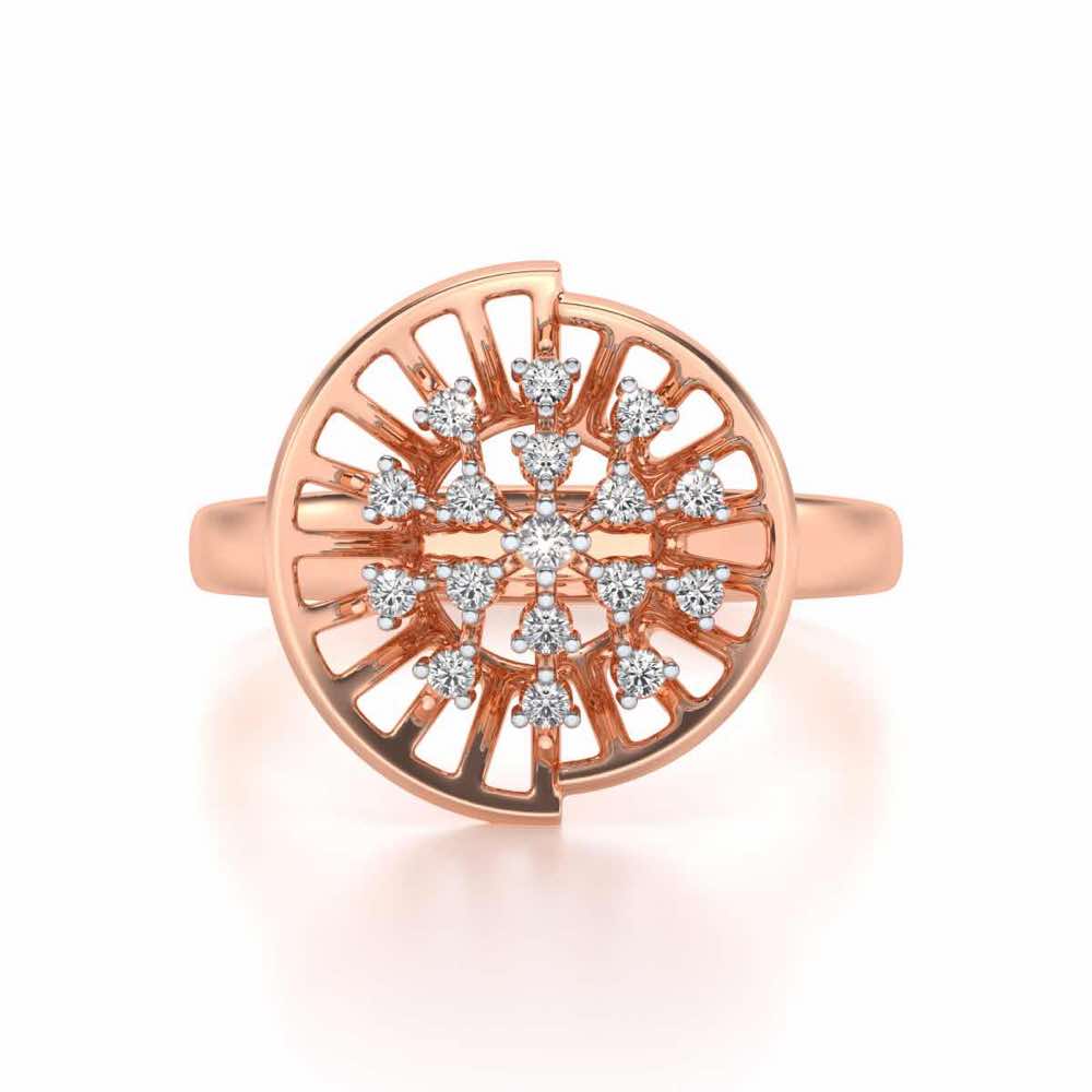 Sun Rays Silver Ring - Rose Gold - Image 4