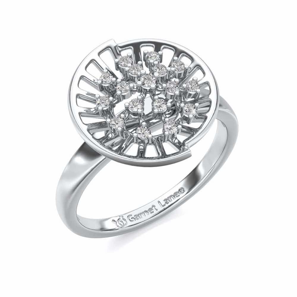 Sun Rays Silver Ring - White Gold - Image 1