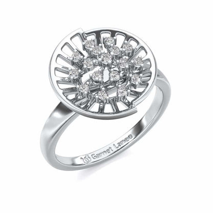 Sun Rays Silver Ring - White Gold - Image 1