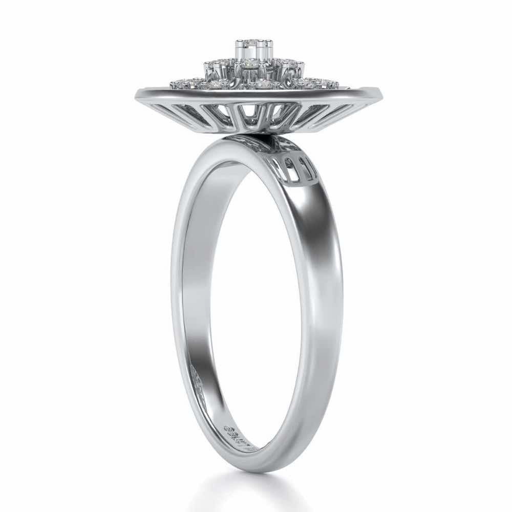 Sun Rays Silver Ring - White Gold - Image 3