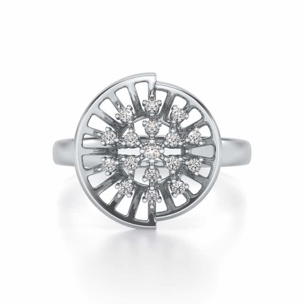 Sun Rays Silver Ring - White Gold - Image 4