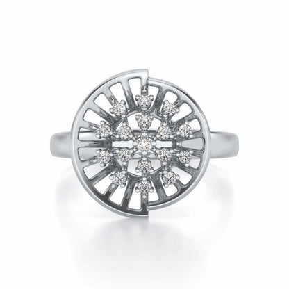 Sun Rays Silver Ring - White Gold - Image 4