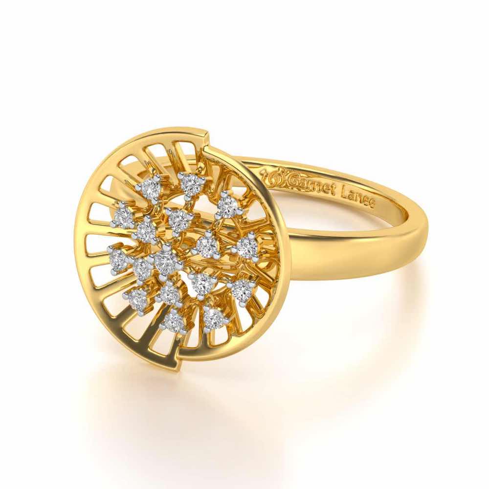 Sun Rays Silver Ring - Yellow Gold - Image 2