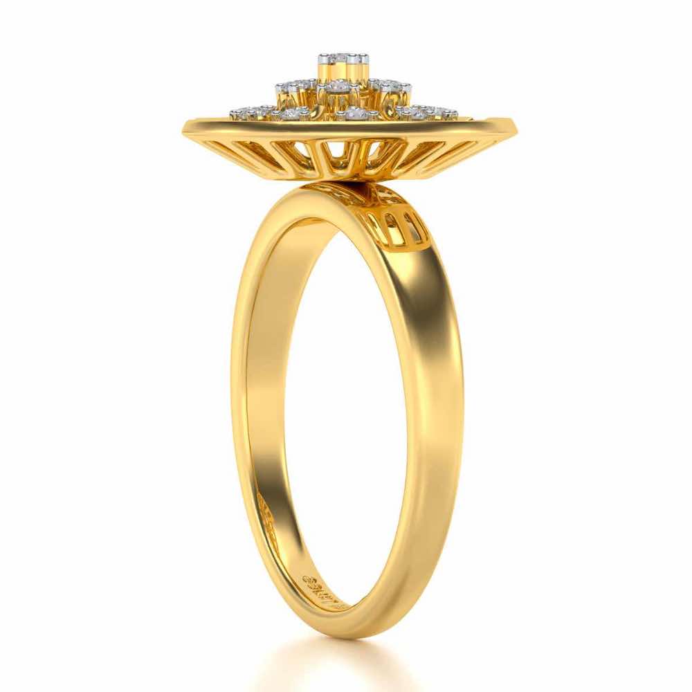 Sun Rays Silver Ring - Yellow Gold - Image 3