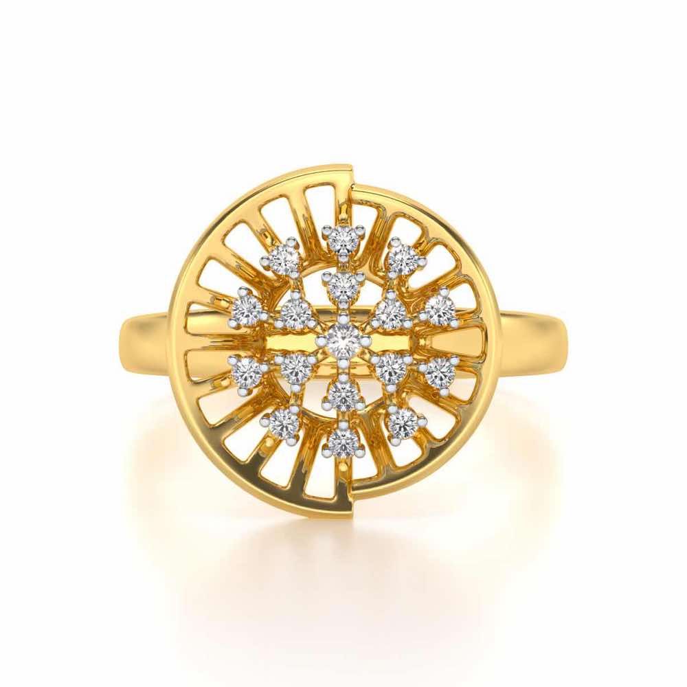 Sun Rays Silver Ring - Yellow Gold - Image 4