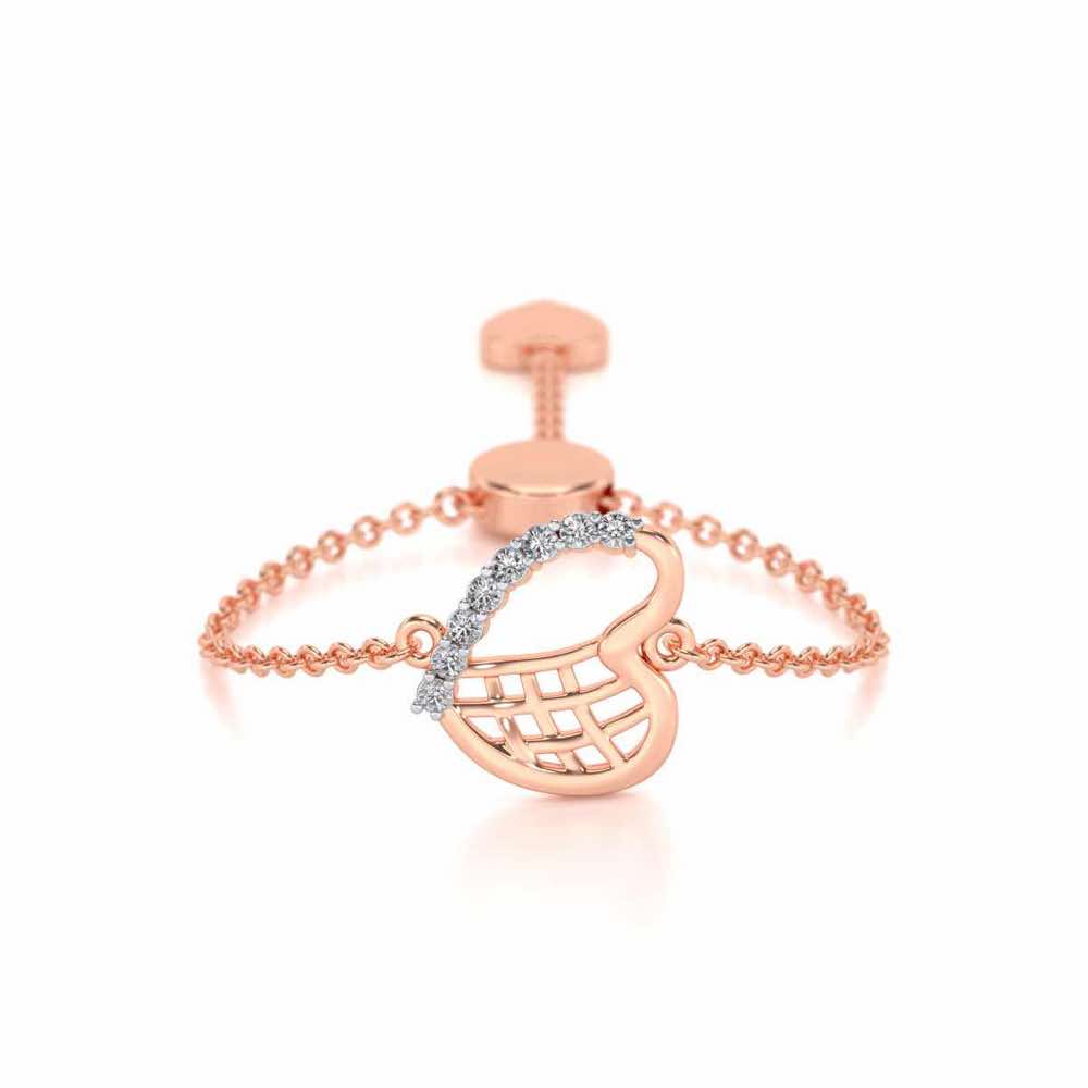 Sunk Heart Adjustable Silver Ring - Rose Gold - Image 1