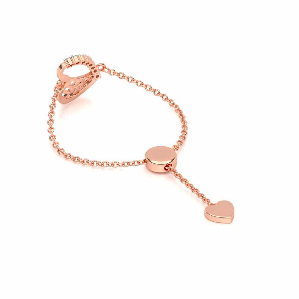 Sunk Heart Adjustable Silver Ring - Rose Gold - Image 3