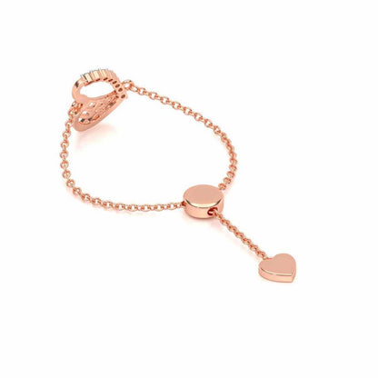 Sunk Heart Adjustable Silver Ring - Rose Gold - Image 3