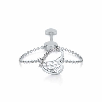 Sunk Heart Adjustable Silver Ring - White Gold - Image 1