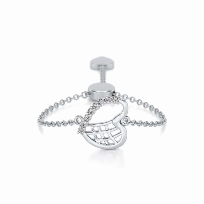 Sunk Heart Adjustable Silver Ring - White Gold - Image 1