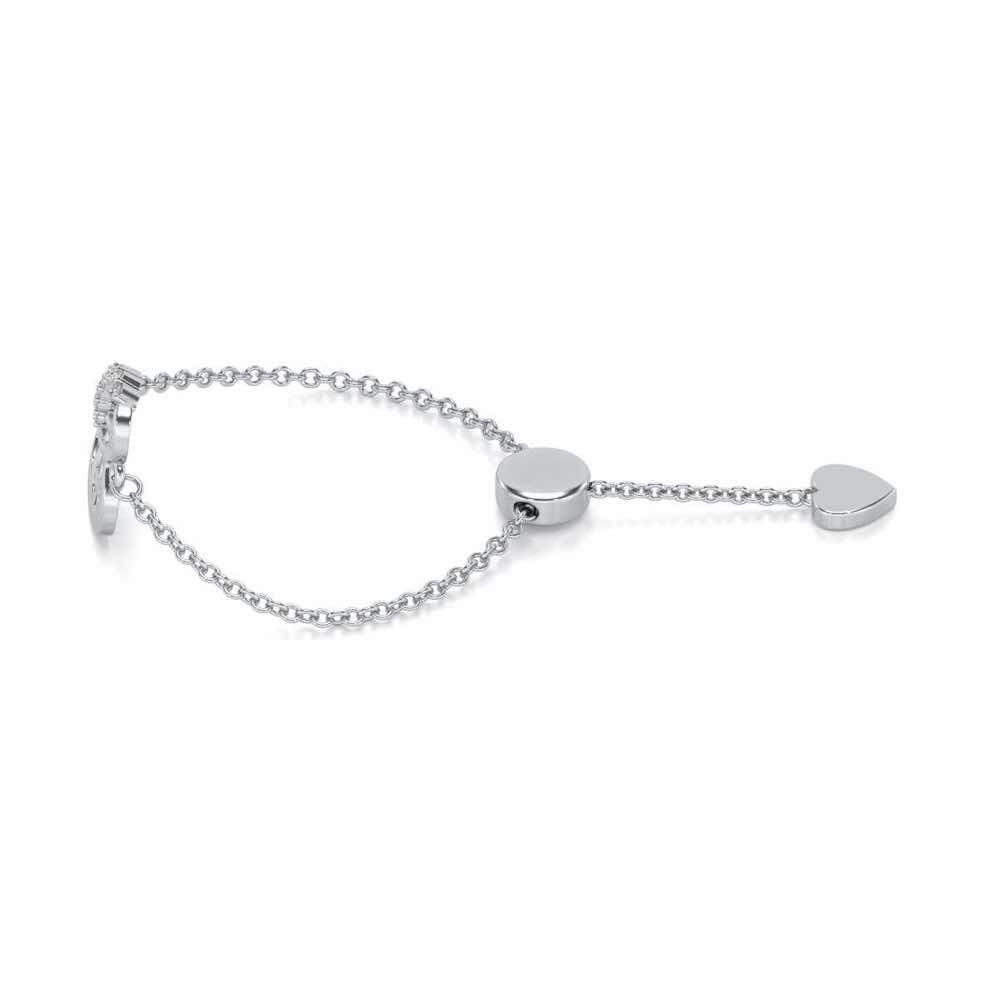 Sunk Heart Adjustable Silver Ring - White Gold - Image 2