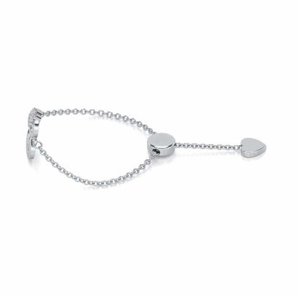 Sunk Heart Adjustable Silver Ring - White Gold - Image 2