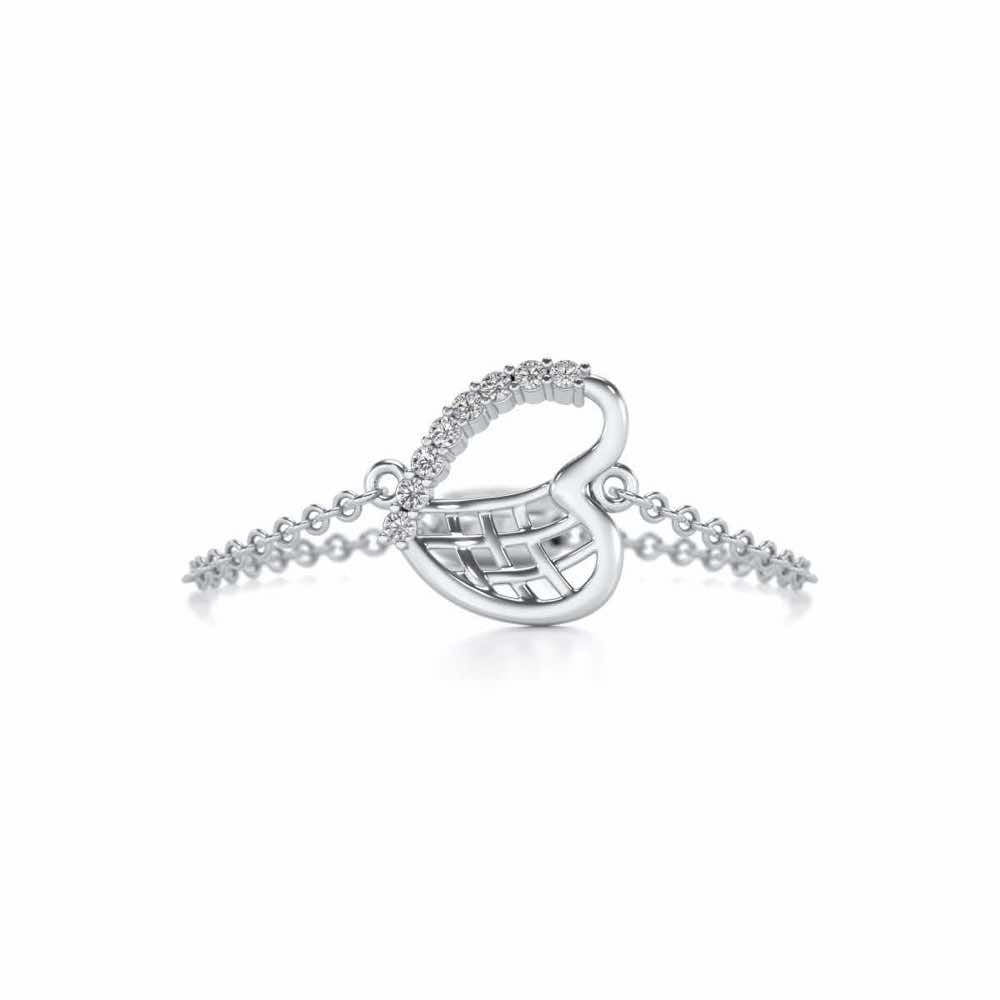 Sunk Heart Adjustable Silver Ring - White Gold - Image 4