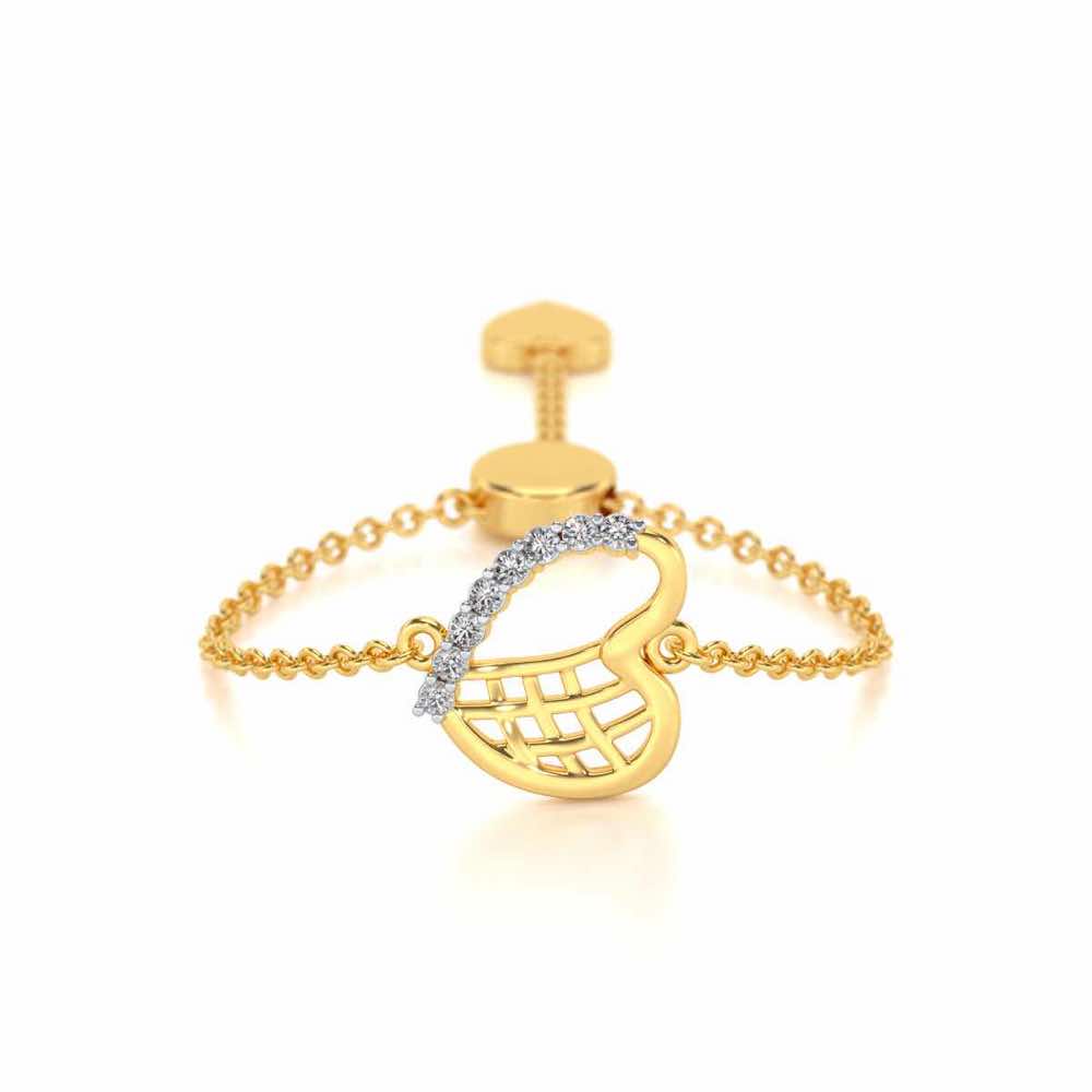 Sunk Heart Adjustable Silver Ring - Yellow Gold - Image 1