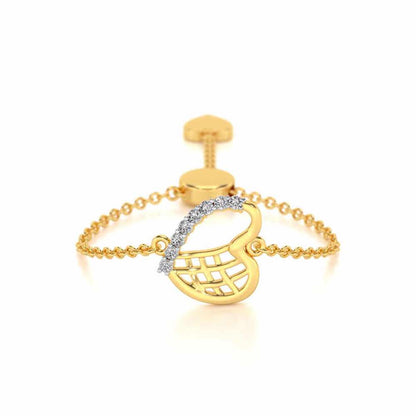 Sunk Heart Adjustable Silver Ring - Yellow Gold - Image 1