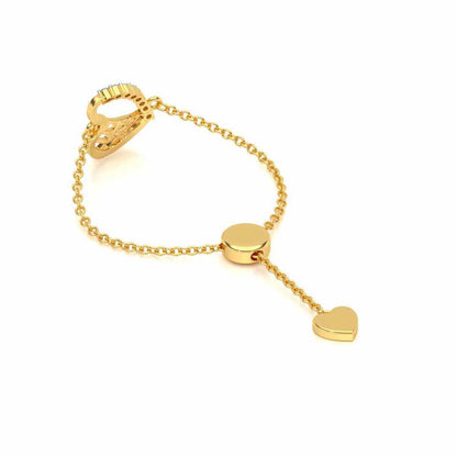 Sunk Heart Adjustable Silver Ring - Yellow Gold - Image 3