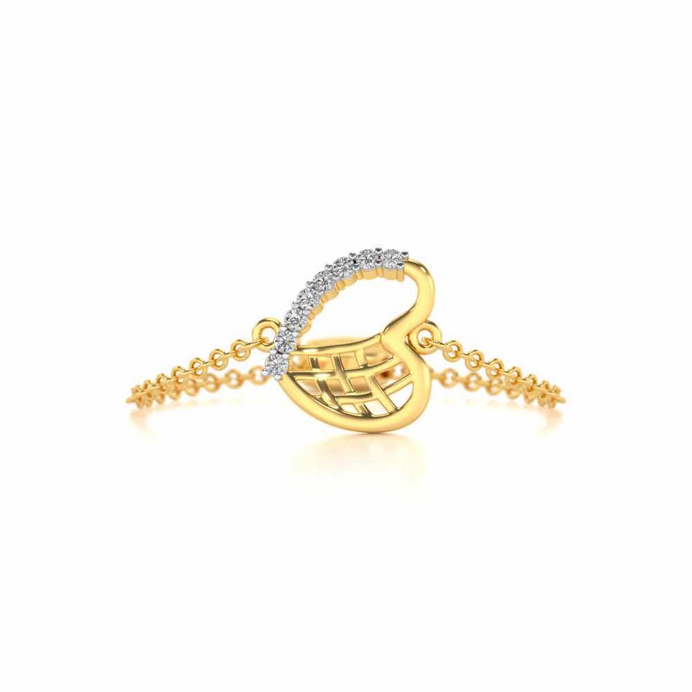 Sunk Heart Adjustable Silver Ring - Yellow Gold - Image 4