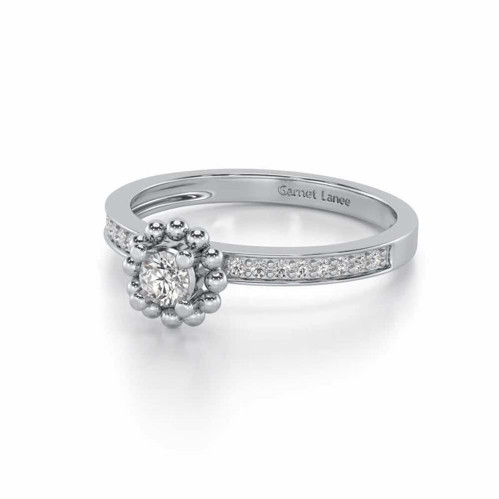 Supreme Glaze Solitaire Silver Ring - White Gold - Image 2