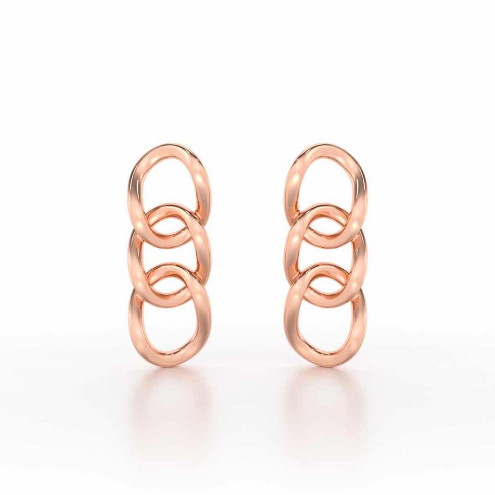 Surreal Twnining Silver Earrings - Rose Gold - Image 1