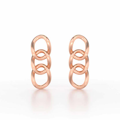 Surreal Twnining Silver Earrings - Rose Gold - Image 1