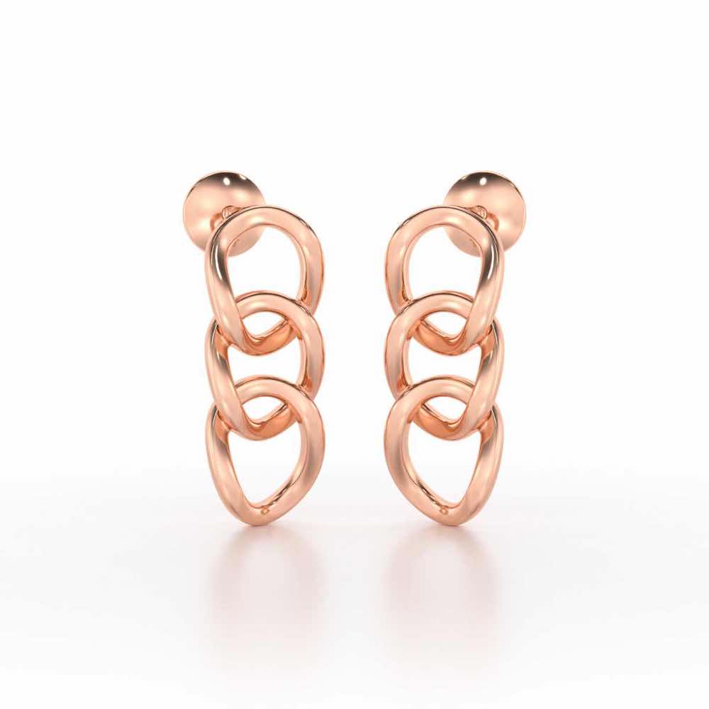 Surreal Twnining Silver Earrings - Rose Gold - Image 2