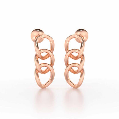 Surreal Twnining Silver Earrings - Rose Gold - Image 2
