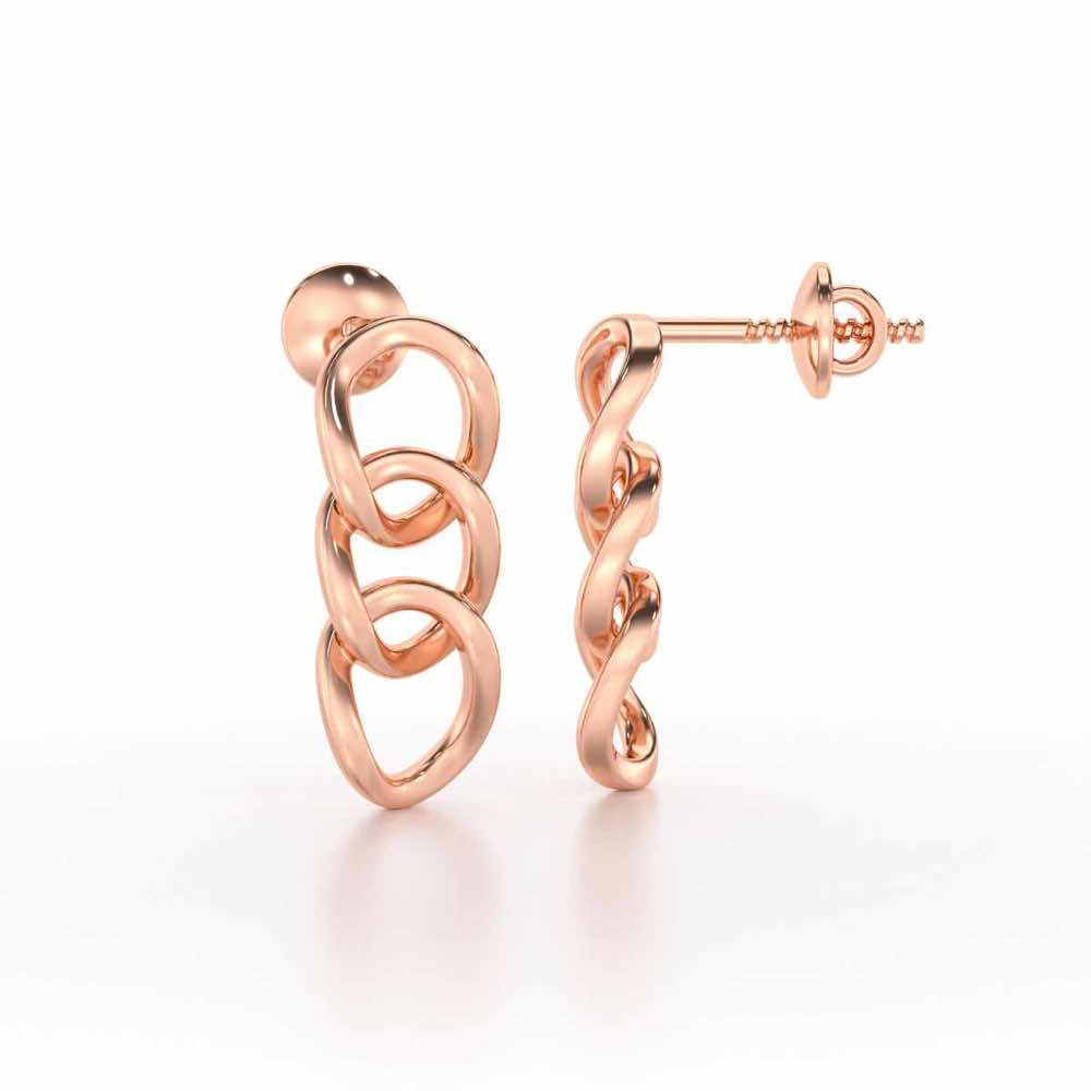 Surreal Twnining Silver Earrings - Rose Gold - Image 4