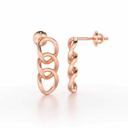 Surreal Twnining Silver Earrings - Rose Gold - Image 4
