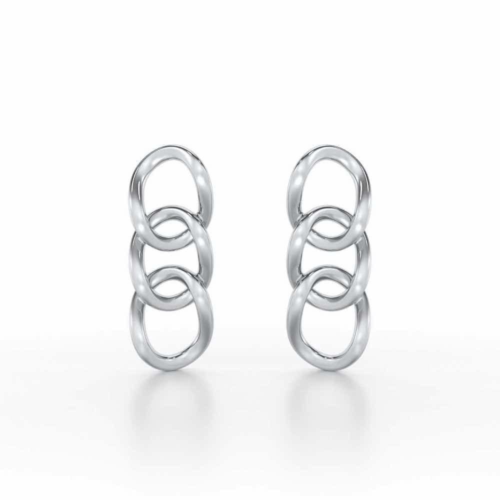 Surreal Twnining Silver Earrings - White Gold - Image 1