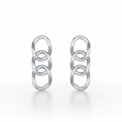 Surreal Twnining Silver Earrings - White Gold - Image 1