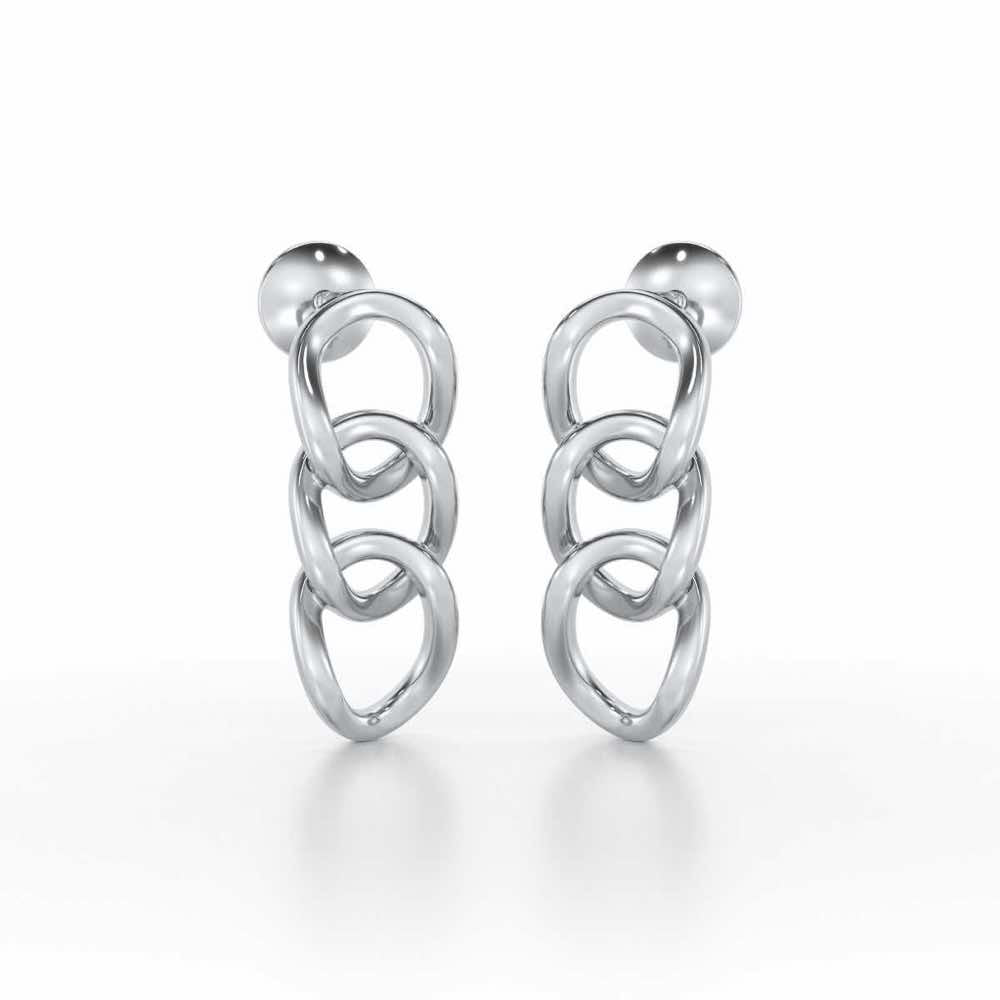 Surreal Twnining Silver Earrings - White Gold - Image 2