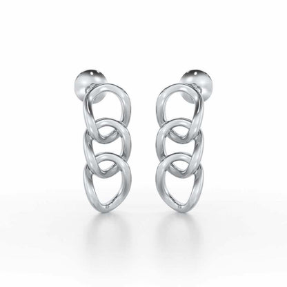 Surreal Twnining Silver Earrings - White Gold - Image 2
