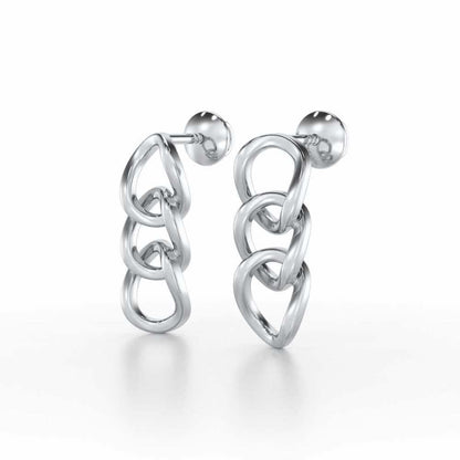 Surreal Twnining Silver Earrings - White Gold - Image 3