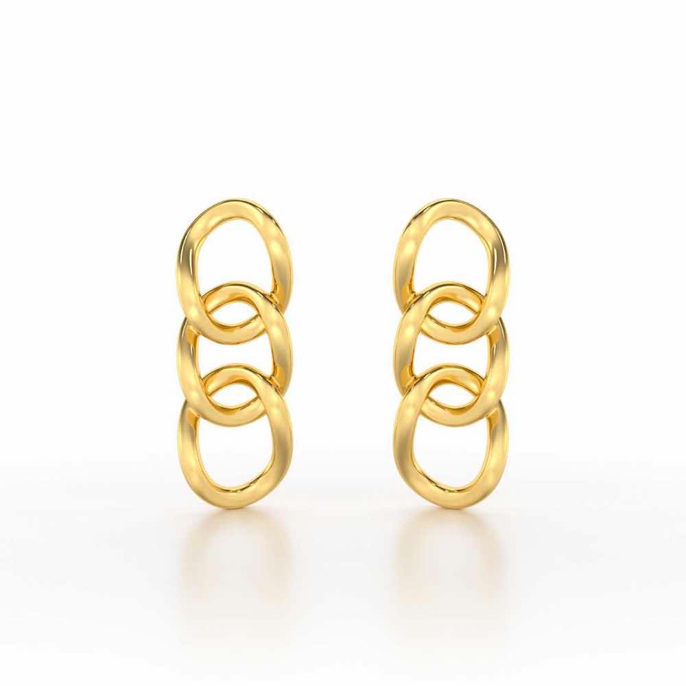 Surreal Twnining Silver Earrings - Yellow Gold - Image 1
