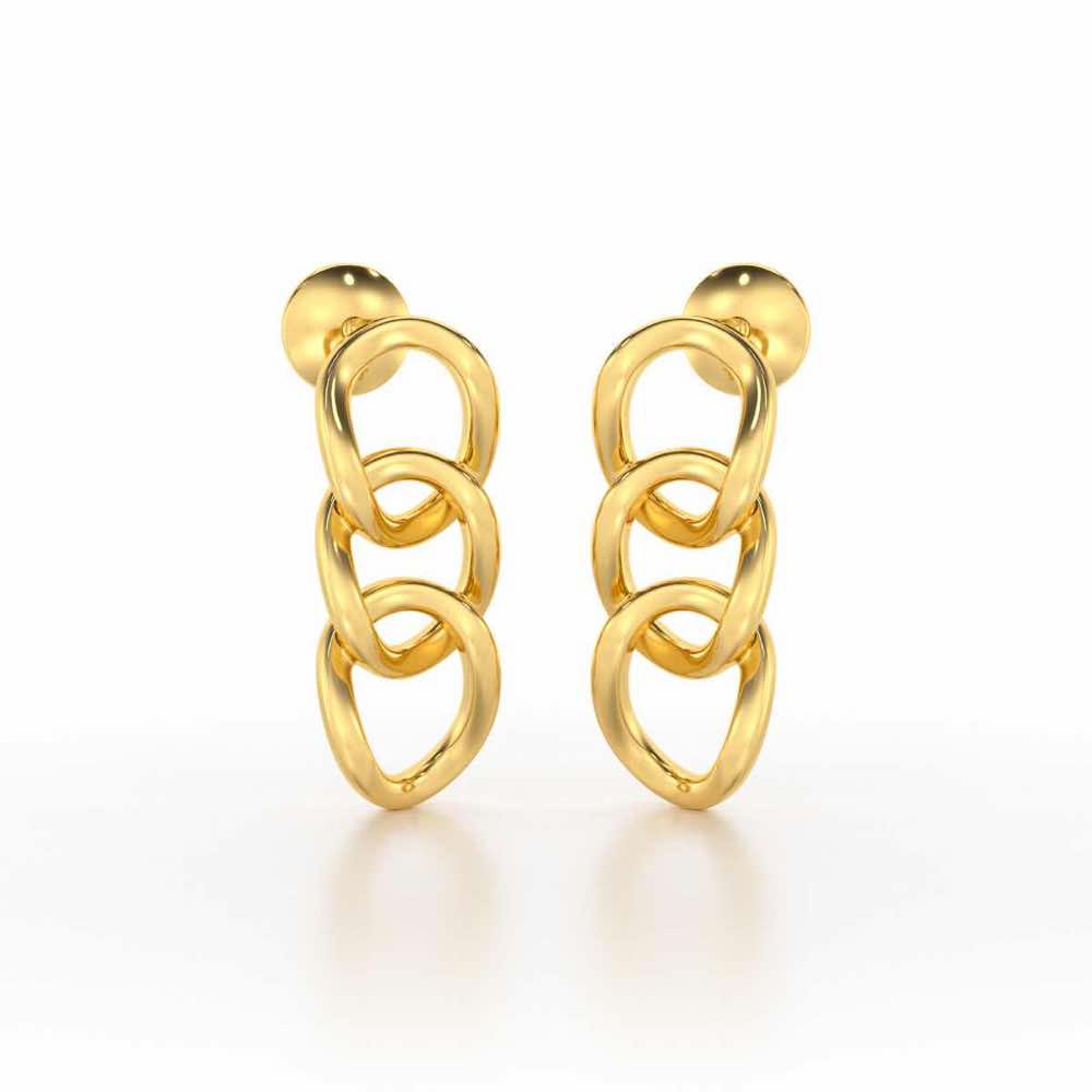 Surreal Twnining Silver Earrings - Yellow Gold - Image 2