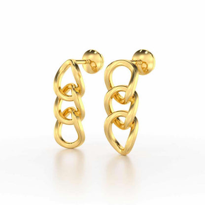 Surreal Twnining Silver Earrings - Yellow Gold - Image 3