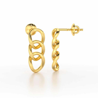 Surreal Twnining Silver Earrings - Yellow Gold - Image 4