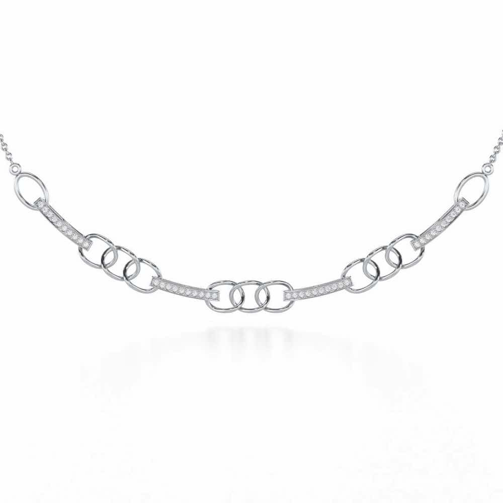 Surreal Twnining Silver Necklace - White Gold - Image 1