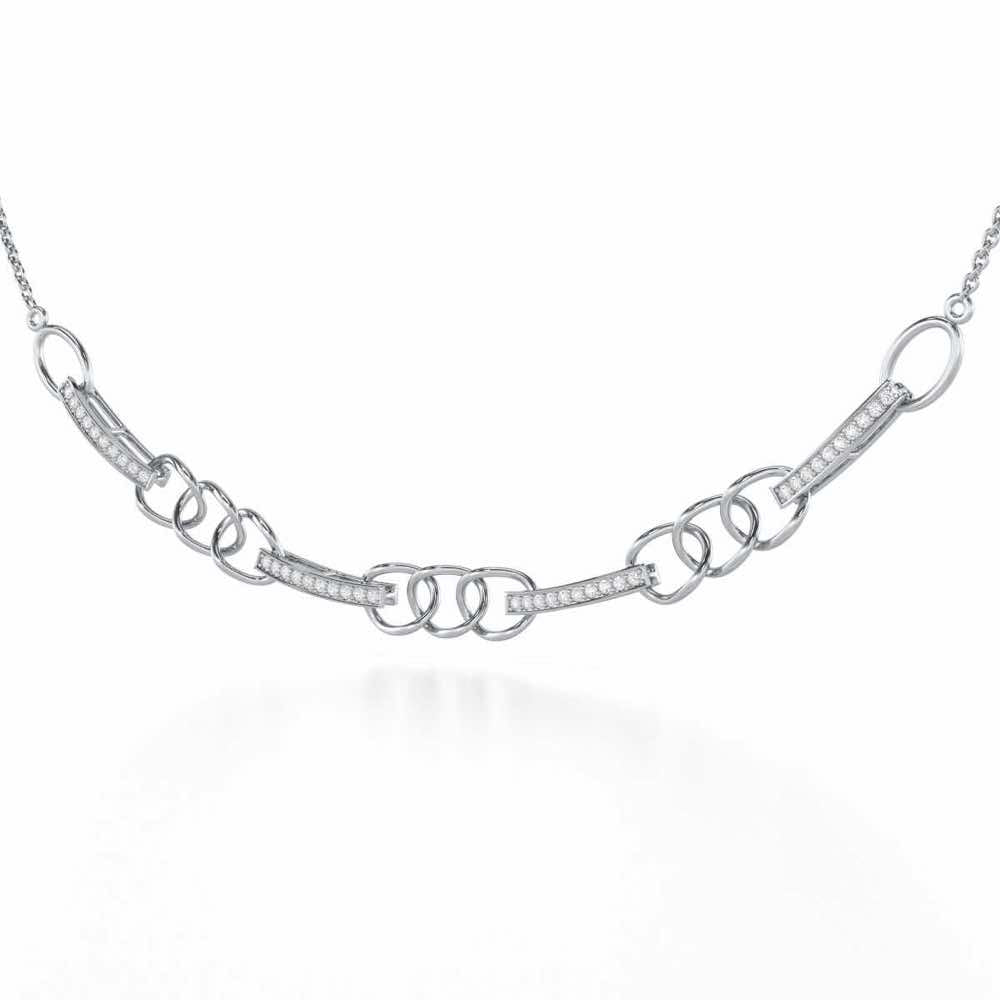 Surreal Twnining Silver Necklace - White Gold - Image 3