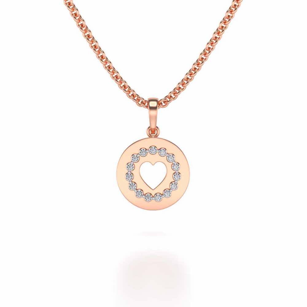 Surround Heart Silver Pendant - Rose Gold - Image 1