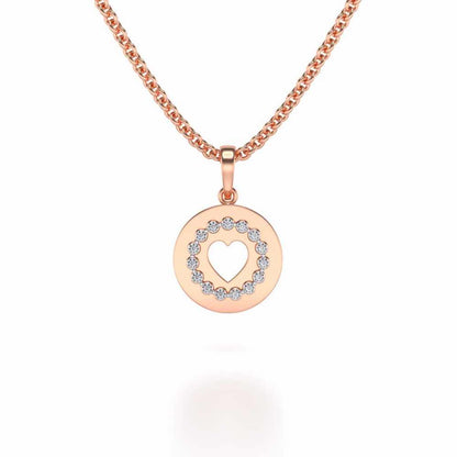 Surround Heart Silver Pendant - Rose Gold - Image 1