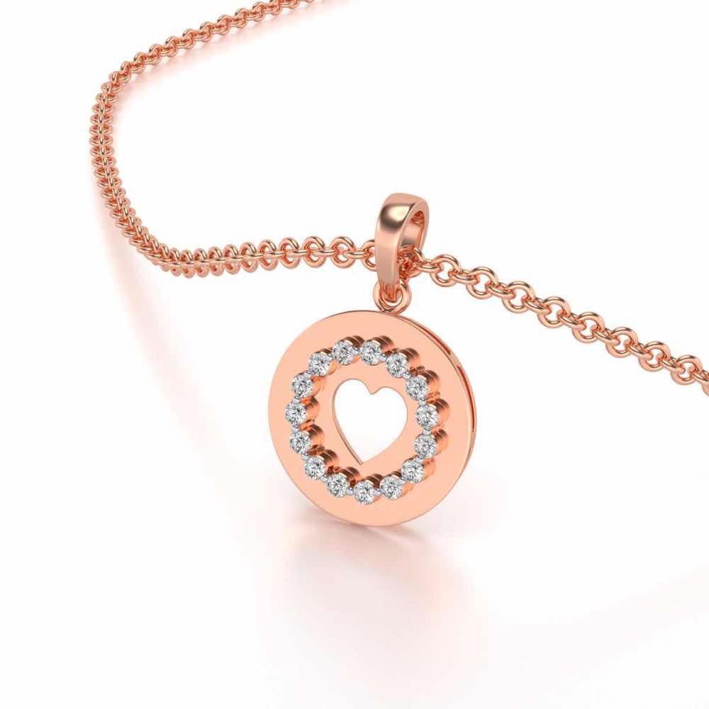 Surround Heart Silver Pendant - Rose Gold - Image 2